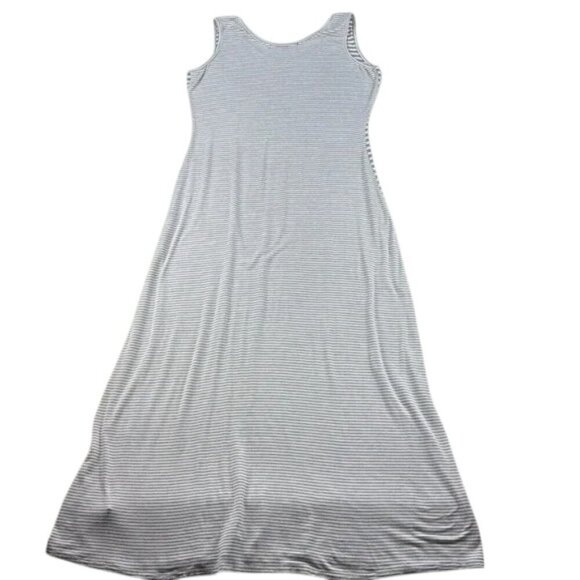 Fever Dress Maxi Grey White Stripped Women's Size M - Picture 2 of 7